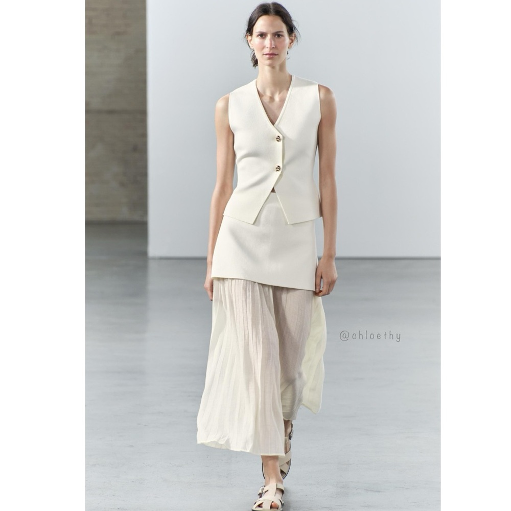 Zara MIXED PLEATED KNIT SKIRT - Picture 7 of 15